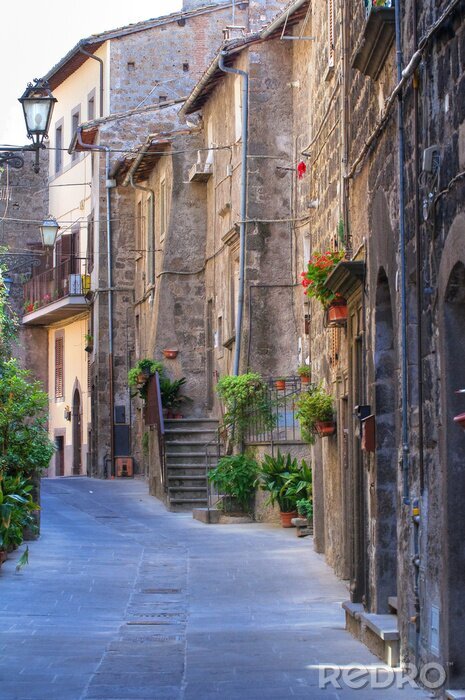 Fotobehang Steegje. Vitorchiano. Lazio. Italië.