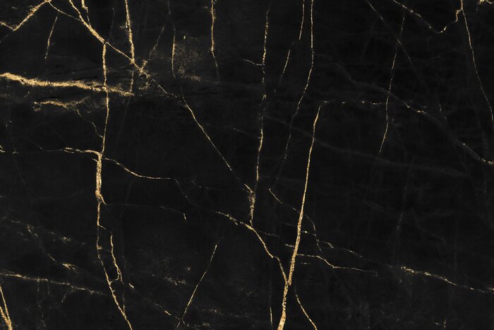 Fotobehang Steen textuur zwart marmer met gouden versieringen