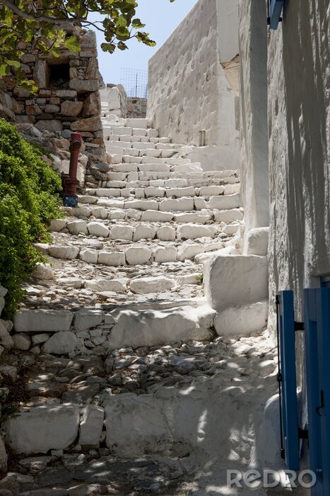 Fotobehang Steintreppe im Dorf Chora auf der Insel Astipalea, Dodekanesos