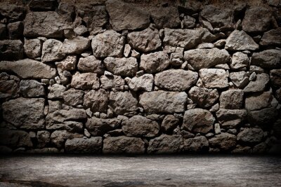 Fotobehang Stenen muur in een donker steegje