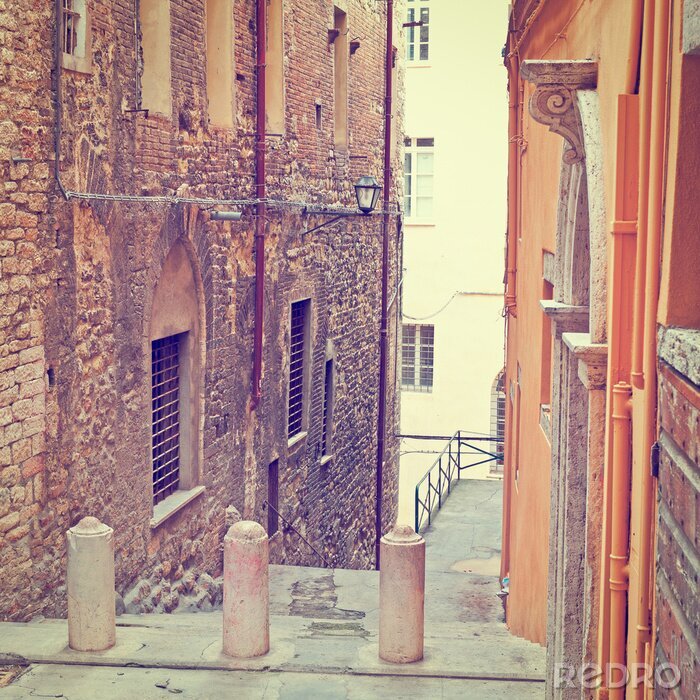 Fotobehang Stenen straatjes in retro Perugia
