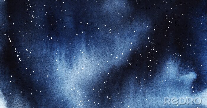 Fotobehang Sterren aan de nachtelijke hemel aquarel ombre
