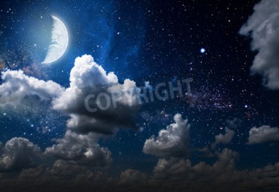 Fotobehang Sterren aan een donkerblauwe lucht