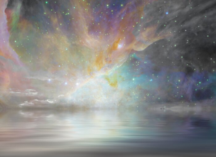 Fotobehang Sterrenhemel en kalm water