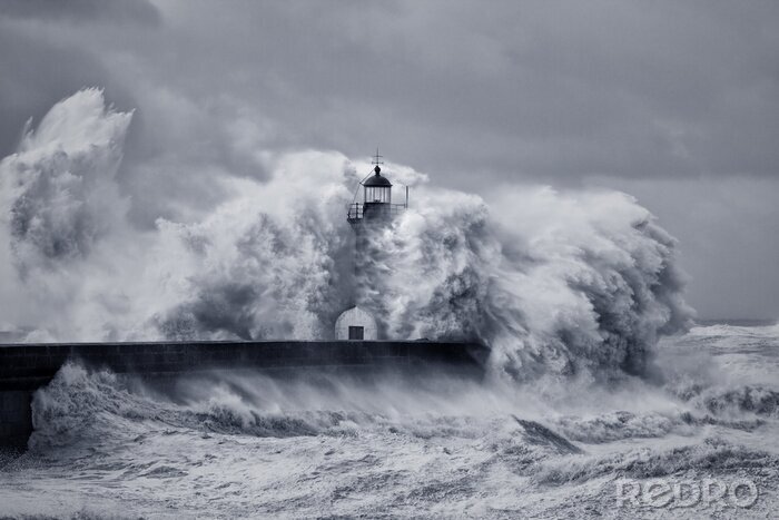 Fotobehang Stormachtige grote golven