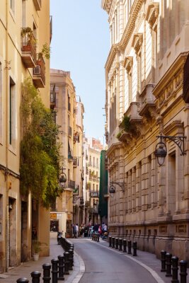 Fotobehang Straat in de oude Europese stad-Barri Gotic. Barcelona