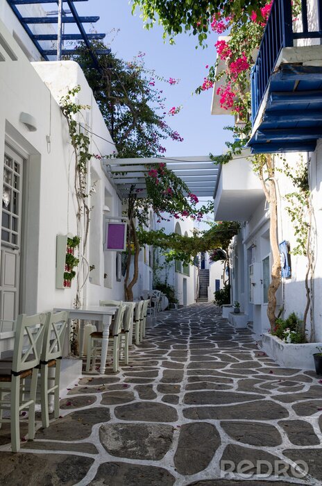Fotobehang Straat in het eiland Paros, Cycladen, Griekenland