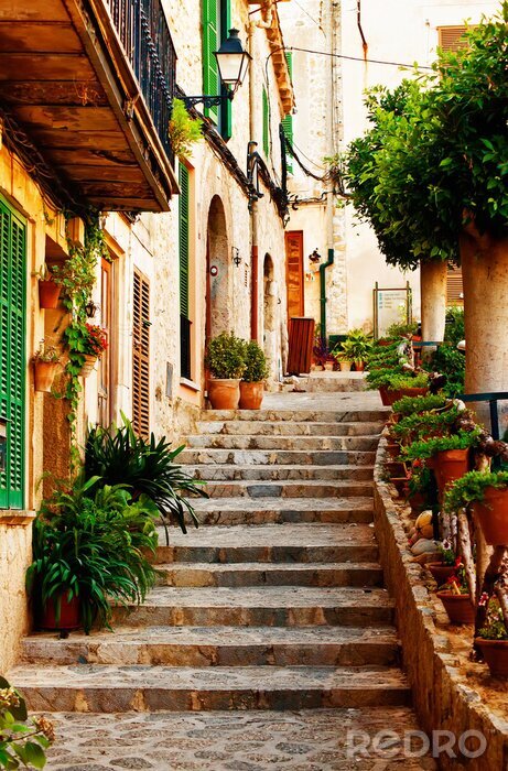 Fotobehang Straat in Valldemossa dorp in Mallorca