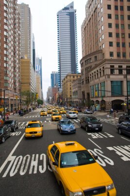 Fotobehang Straat met New York taxi's