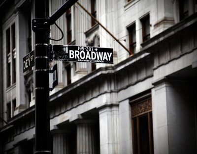 Fotobehang Straat met wegwijzer naar Broadway