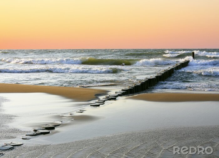 Fotobehang Strand bij zonsondergang