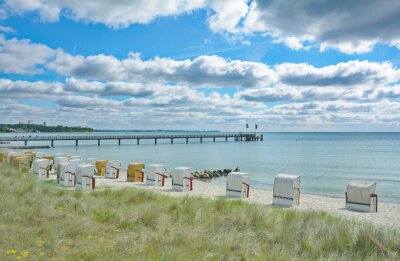 Fotobehang Strand en pier aan zee