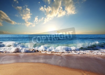 Fotobehang Strand en zee op een zonnige dag