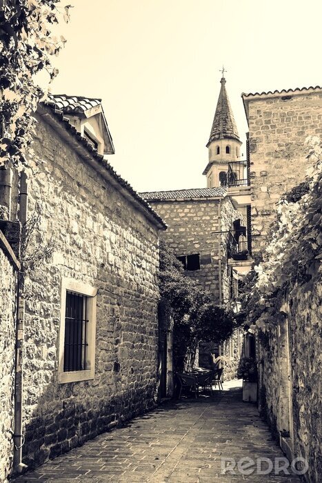 Fotobehang straten van het oude Budva, Montenegro