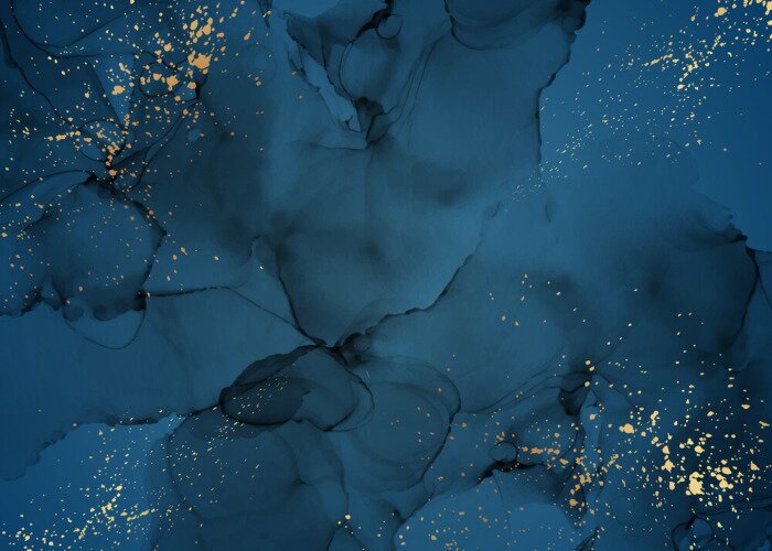 Fotobehang Stuifmeel en marineblauwe verf