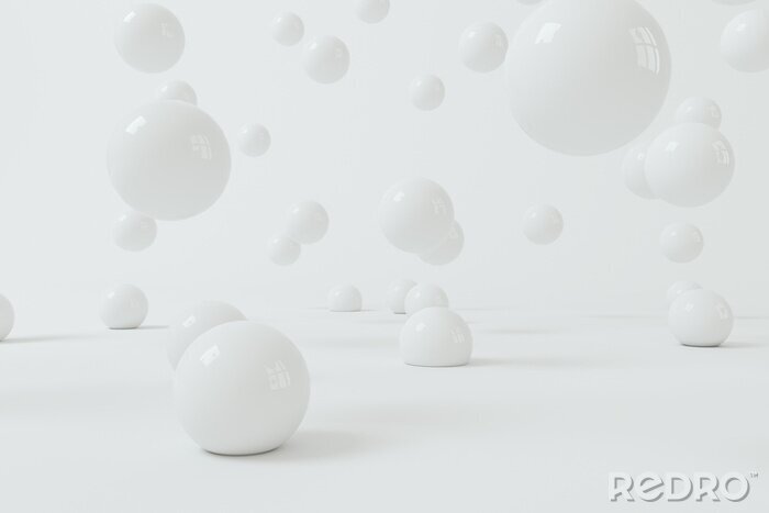Fotobehang Stuiterende witte ballen