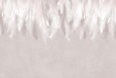 Fotobehang Subtiele bladeren op een ruwe betonnen achtergrond