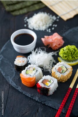 Fotobehang Sushiset met extra&#39;s
