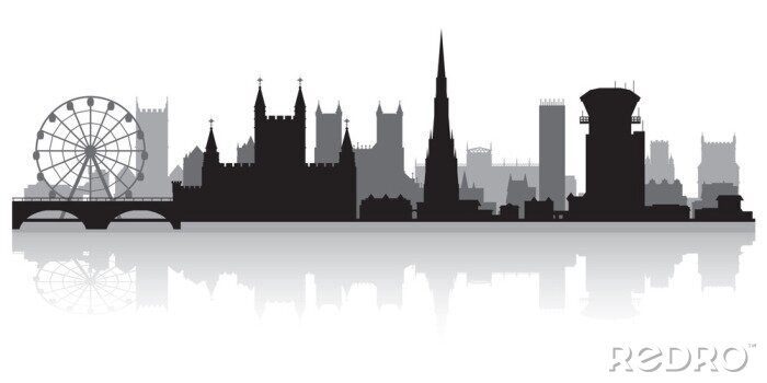 Fotobehang Symbolen van Londen op witte achtergrond