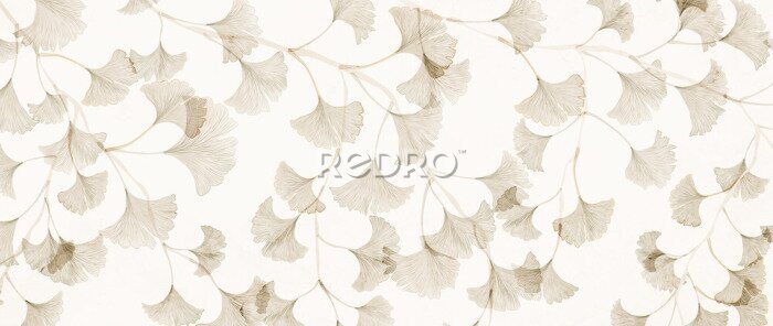 Fotobehang Takjes met ginkgobladeren op een lichte achtergrond