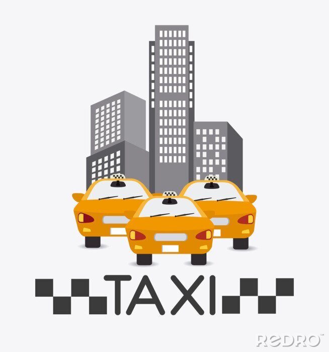 Fotobehang Taxi's en wolkenkrabbers poster