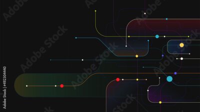 Fotobehang Technische en digitale elementen op een zwarte achtergrond