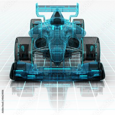 Fotobehang Technische tekening van de auto