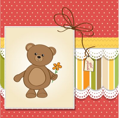 Fotobehang Teddybeer en kleurrijke texturen