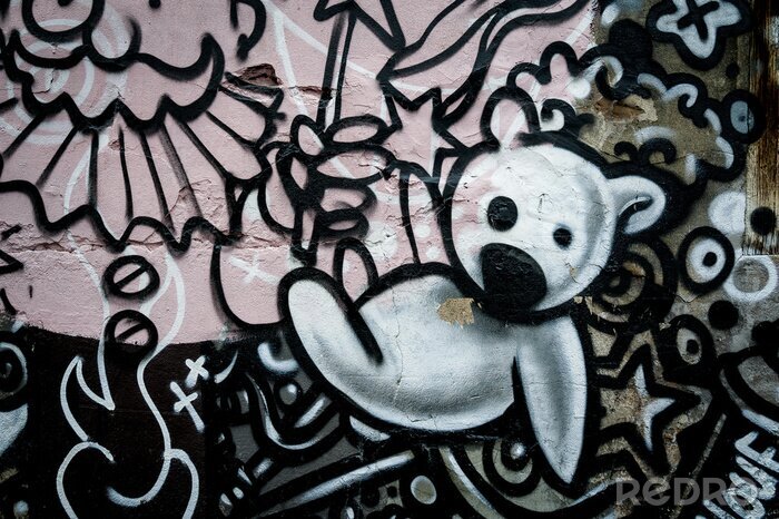 Fotobehang Teddybeer graffiti
