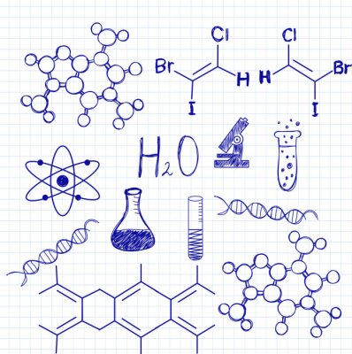 Fotobehang tekening in een notebook "chemie"