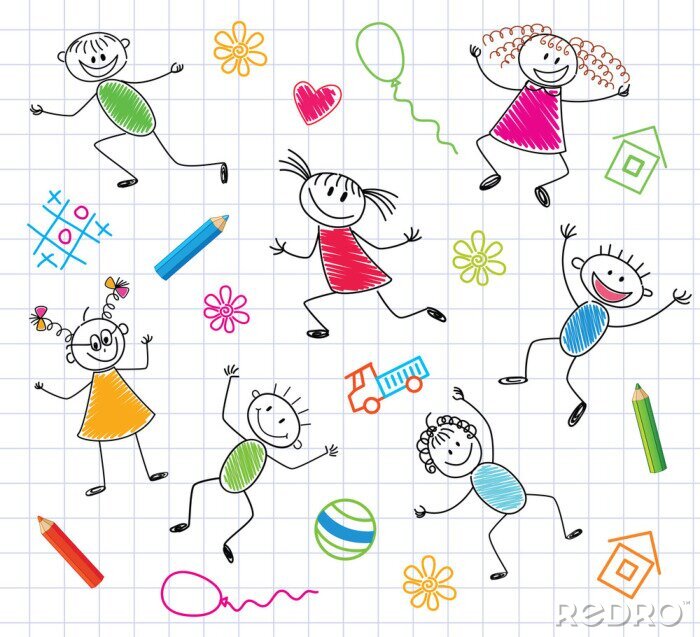 Fotobehang Tekeningen uit een notitieboekje