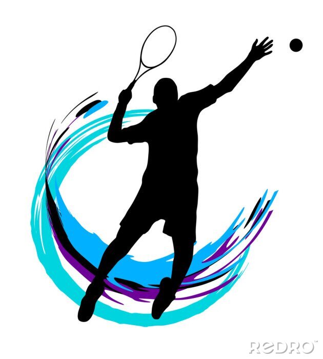 Fotobehang Tennis 3D silhouet van een speler
