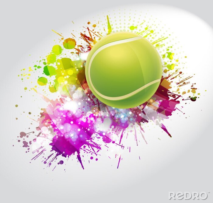 Fotobehang Tennisbal in 3D met abstractie