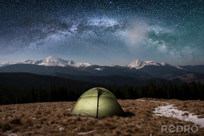 Fotobehang Tent en de sterrenhemel