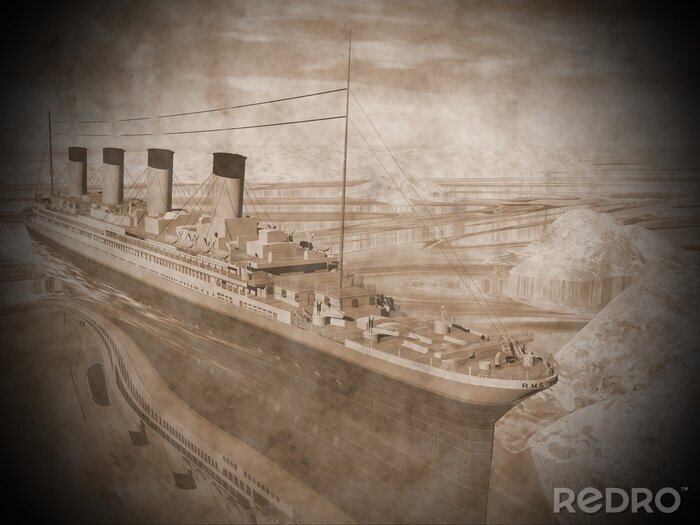 Fotobehang Titanic schip - 3D render