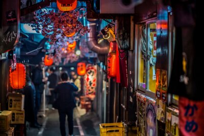 Fotobehang Tokio bij nacht in een wijk