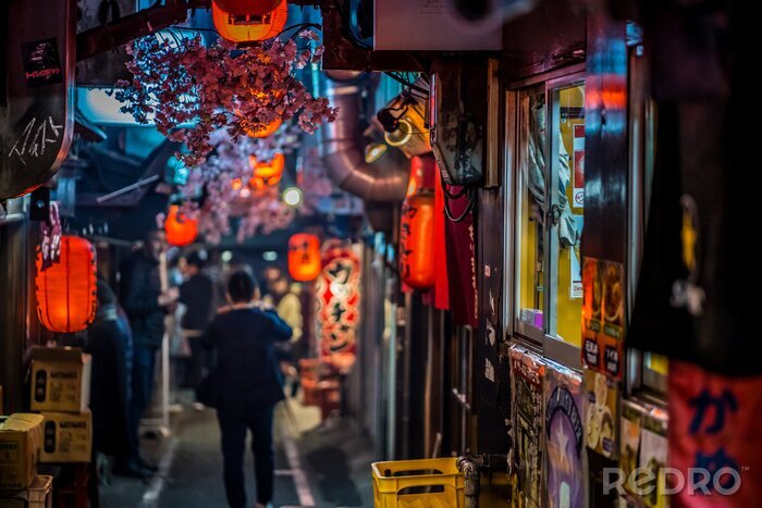 Fotobehang Tokio bij nacht in een wijk