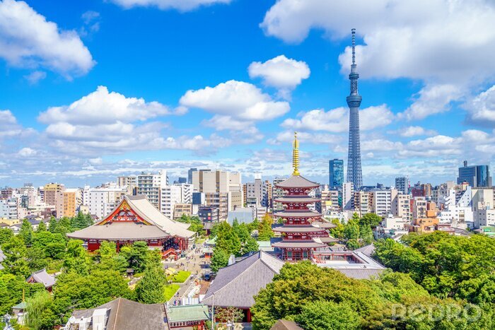 Fotobehang Tokio met een zonnige skyline