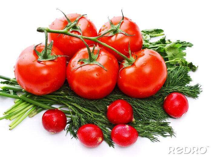 Fotobehang Tomaten en dille