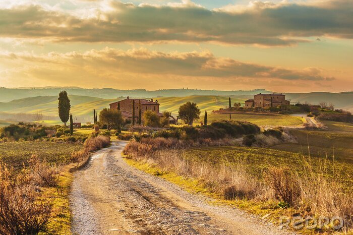 Fotobehang Toscaanse heuvels, idyllisch landschap