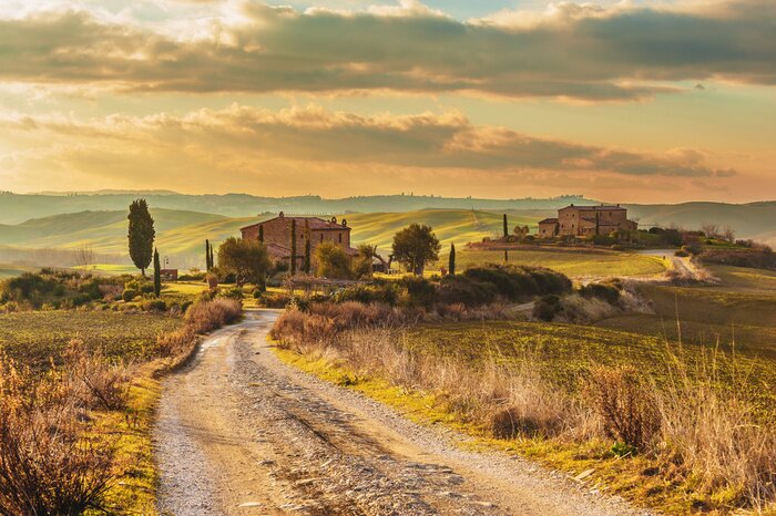 Fotobehang Toscaanse heuvels, idyllisch landschap