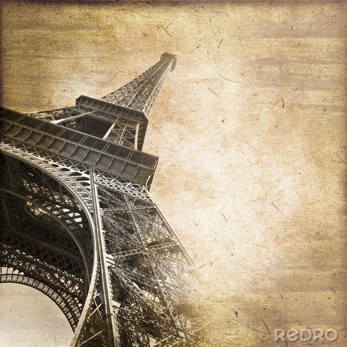 Fotobehang Tour Eiffel vintage, formaat carre