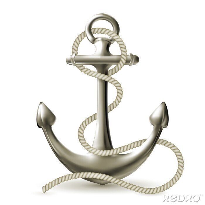 Fotobehang Touw gewikkeld anker 3d illustratie