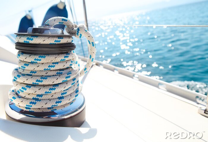 Fotobehang Touwen op een zeilboot