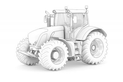 Fotobehang Tractor (tekening)