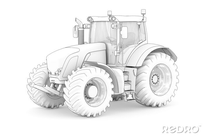 Fotobehang Tractor (tekening)