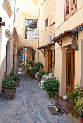Fotobehang Traditionele Griekse straat.