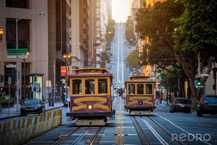 Fotobehang Trams op straat in San Francisco