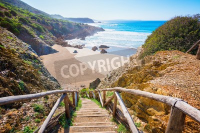 Fotobehang Trap naar het lege strand