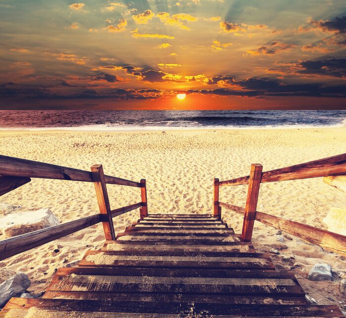 Fotobehang Trap naar het strand